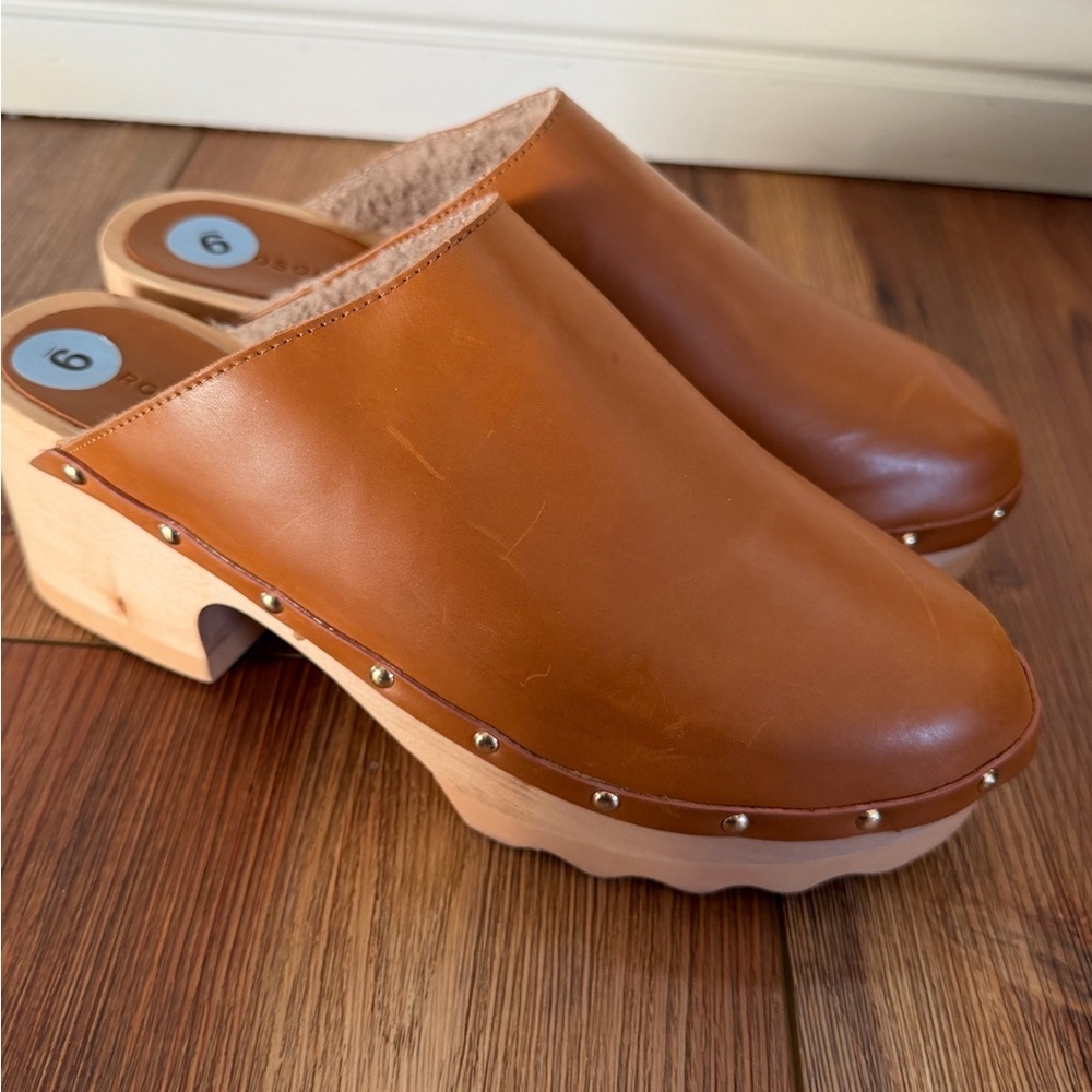 NEW Aerosoles Pedro Clog, wooden studded and fur‎ lined Women’s Size 9 - Picture 5 of 8